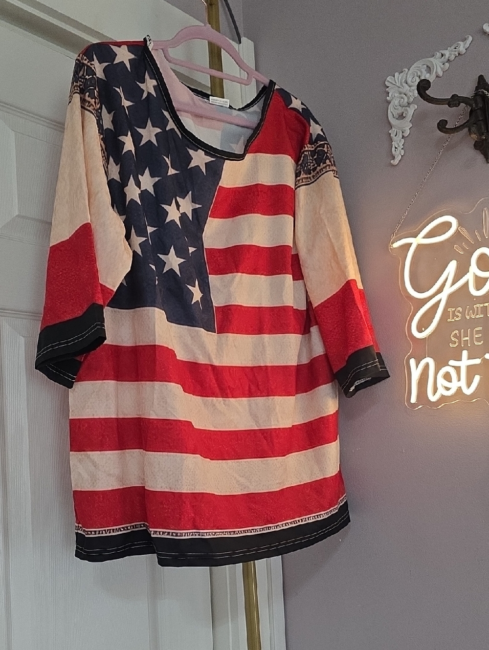 Patriotic American Flag Tee - Red, White & Blue 4th Of JULY XL